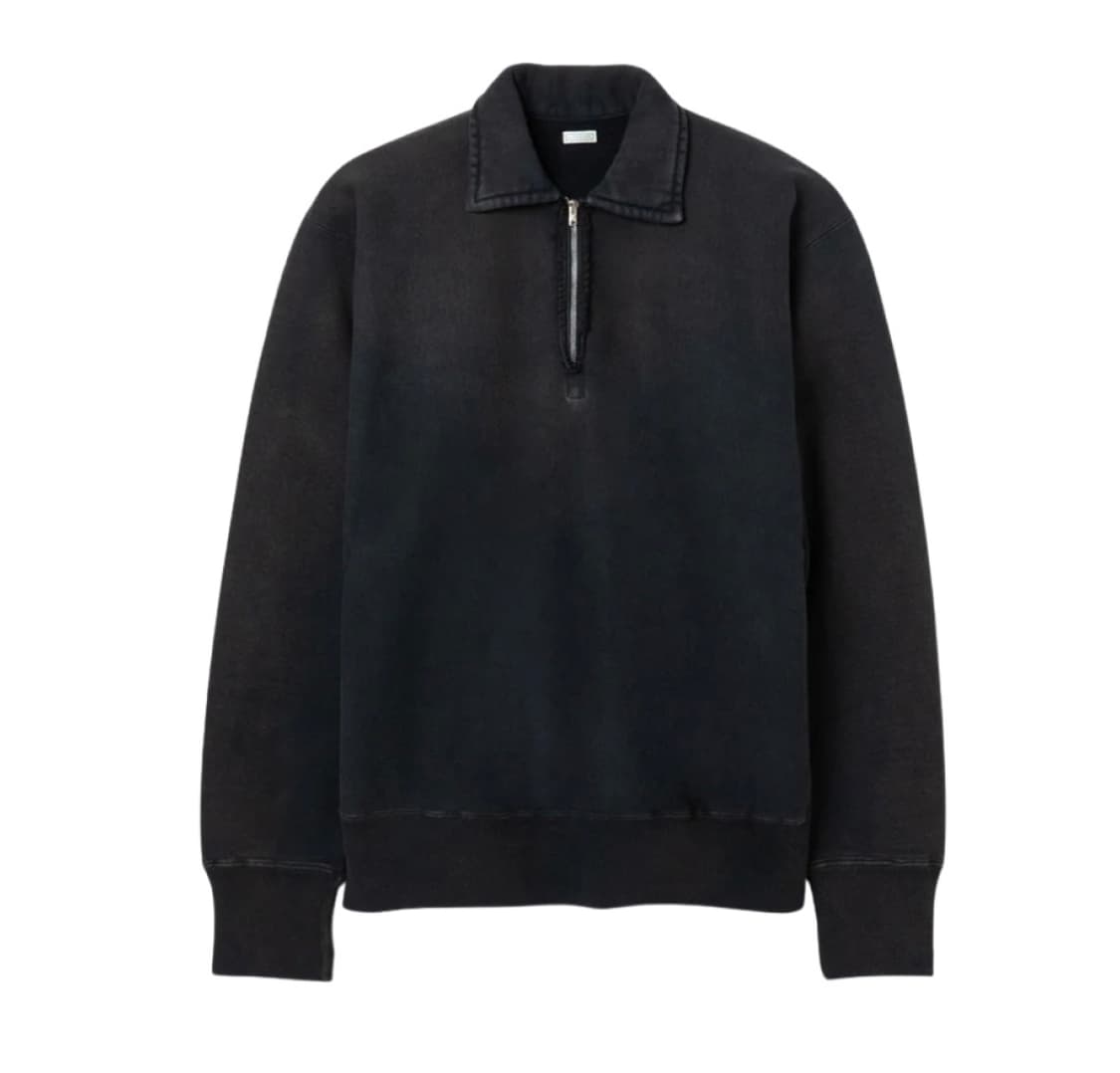 [4사이즈] 아프레쎄 빈티지 하프 집 스웨트셔츠 블랙 상품이미지1