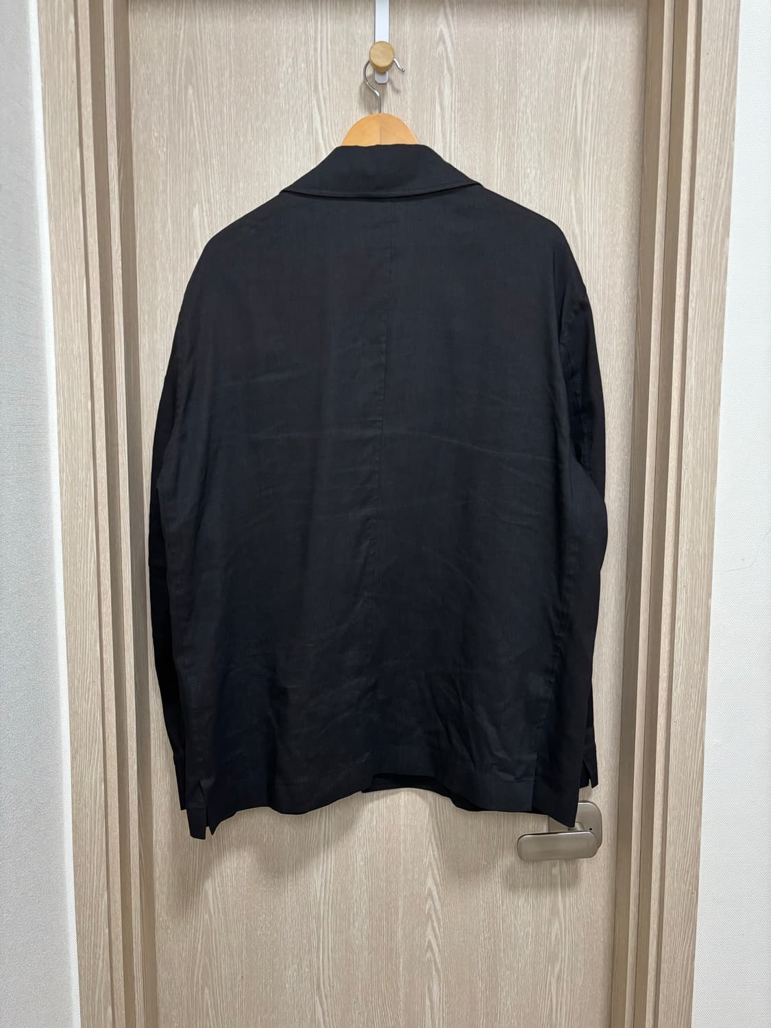 미착용)솔리드옴므 오버핏 린넨 아우터형 셔츠자켓48/블랙 상품이미지3