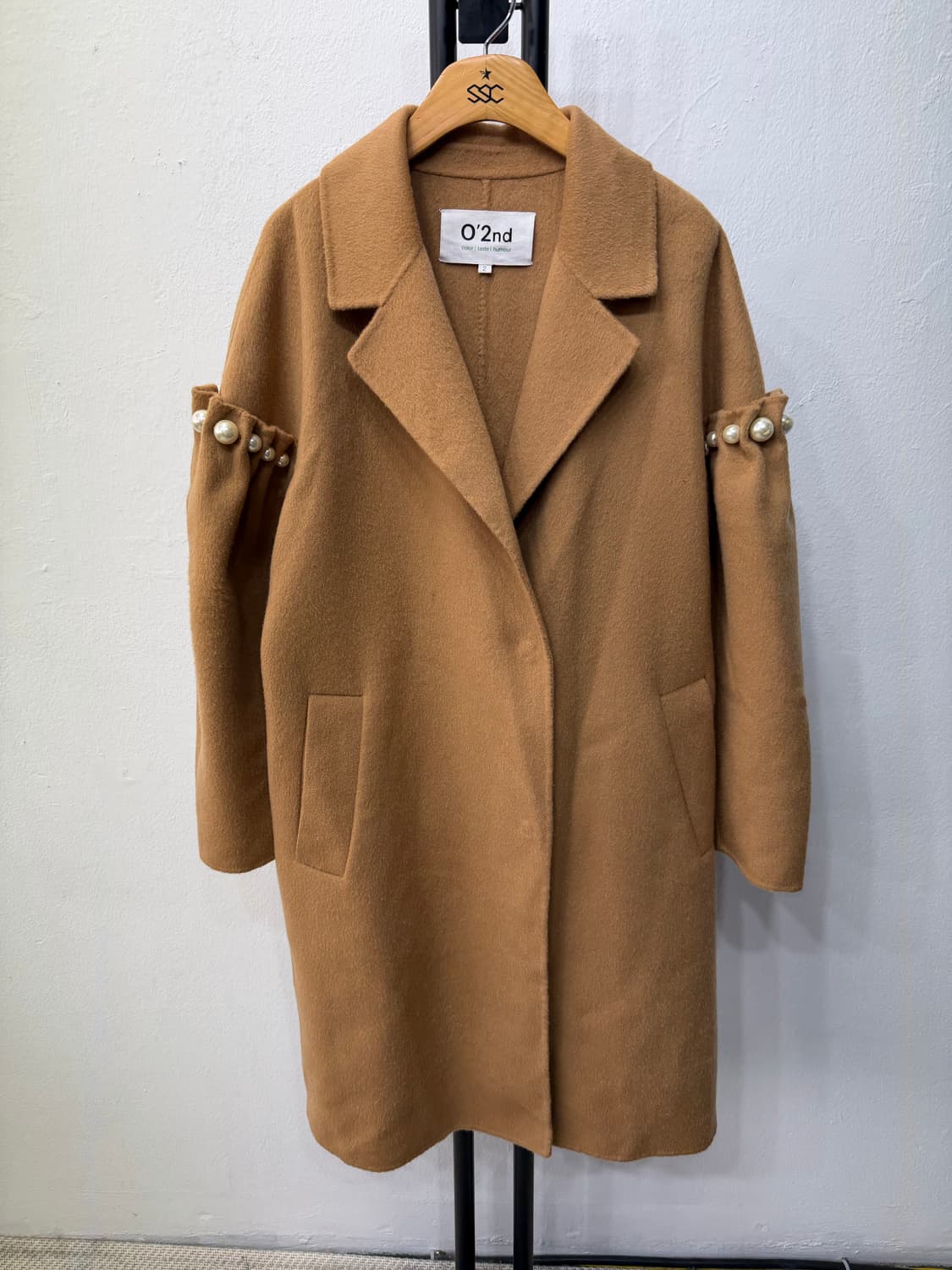 정품) O2nd 오즈세컨 한섬 캐시미어 진주 장식 코트 2(66) 상품이미지1