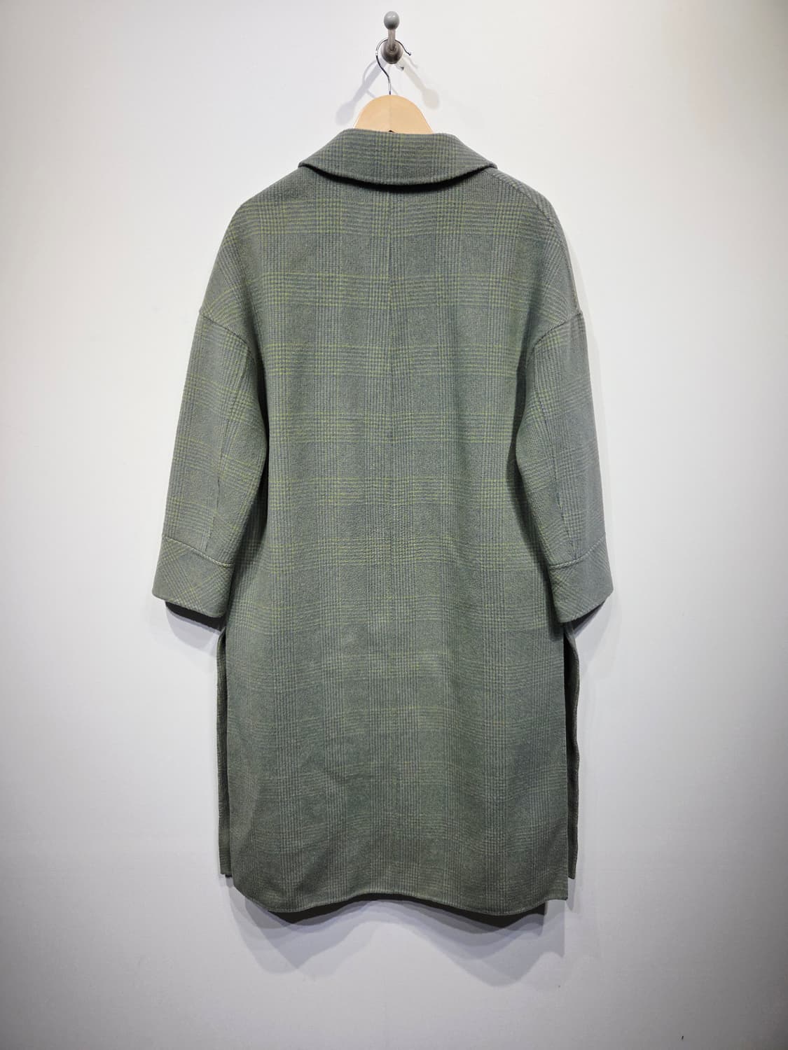 O'2nd 오즈세컨 애플그린 체크 앙고라 캐시미어 울 롱 코트 상품이미지6