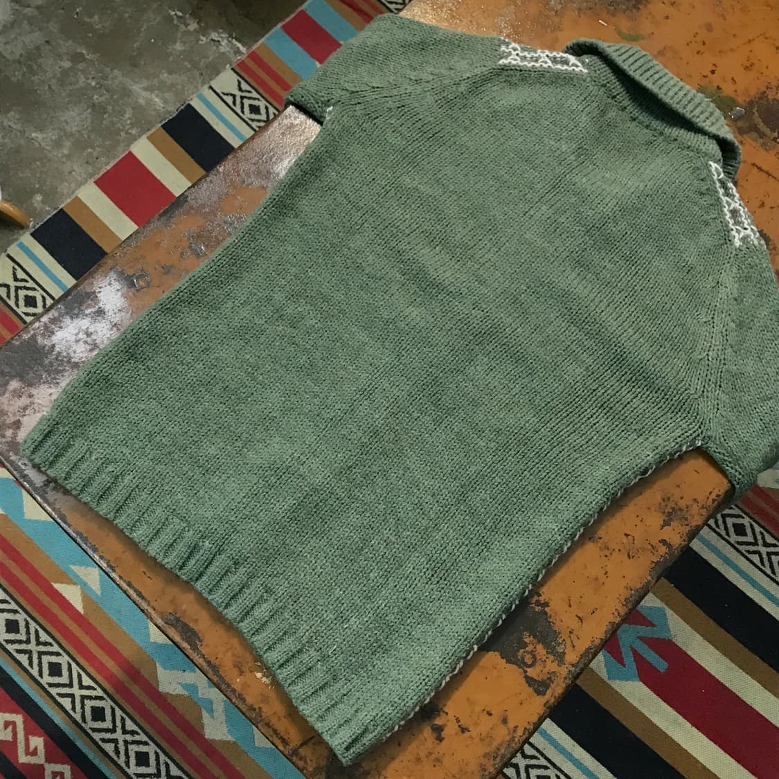 Japan 빈티지 카키 그린 하찌 카라 니트 가디건 여성 55 66 상품이미지5