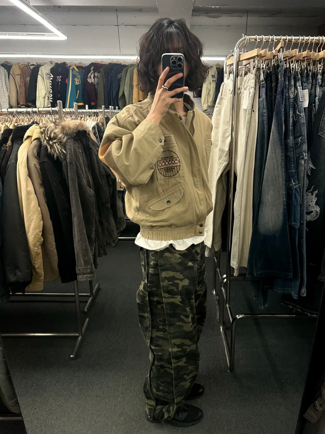 OS)Japanese vintage 패치 디테일 배색 봄버자켓 상품이미지1