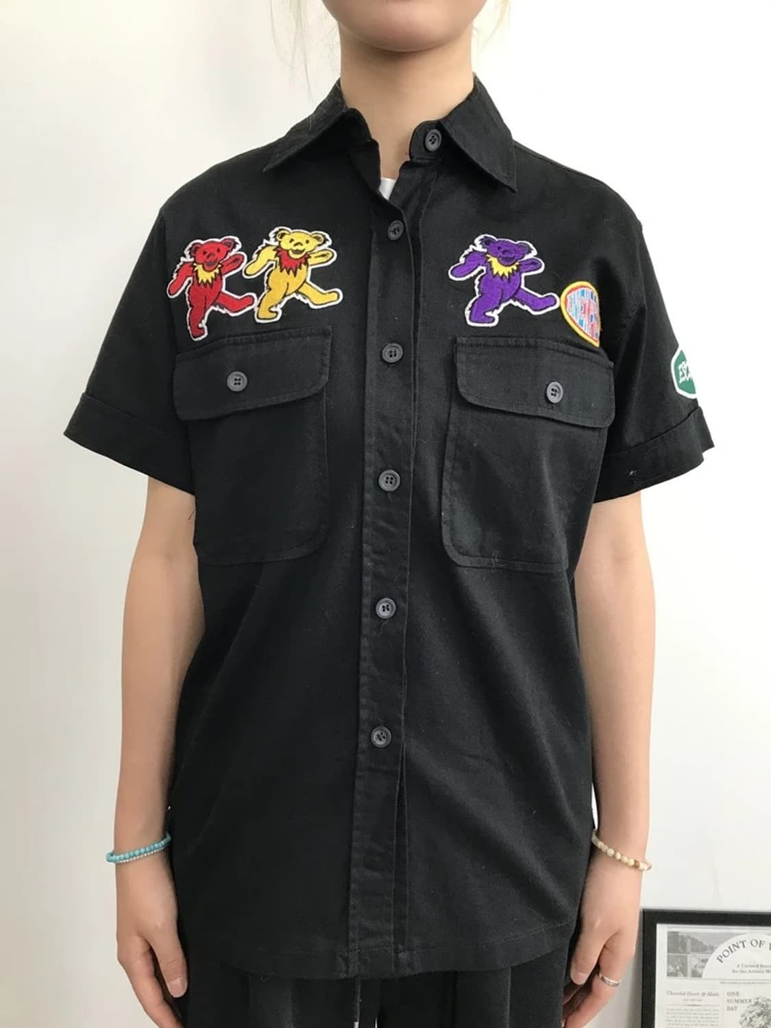 Girls Basic Patch Work Shirt 상품이미지2
