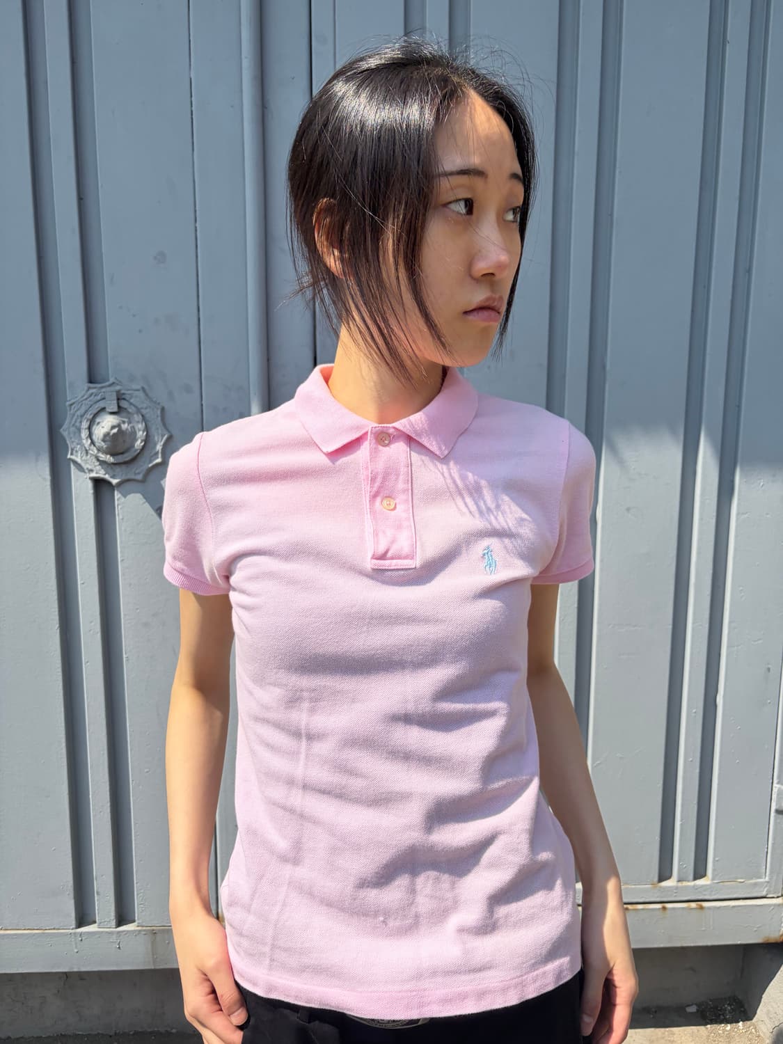 Ralph Lauren 슬림핏 베이비핑크 폴로 티셔츠 상품이미지3