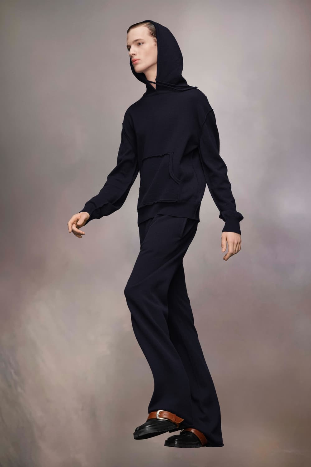 [S] 마르지엘라 캐시미어 후드 니트 네이비 상품이미지5