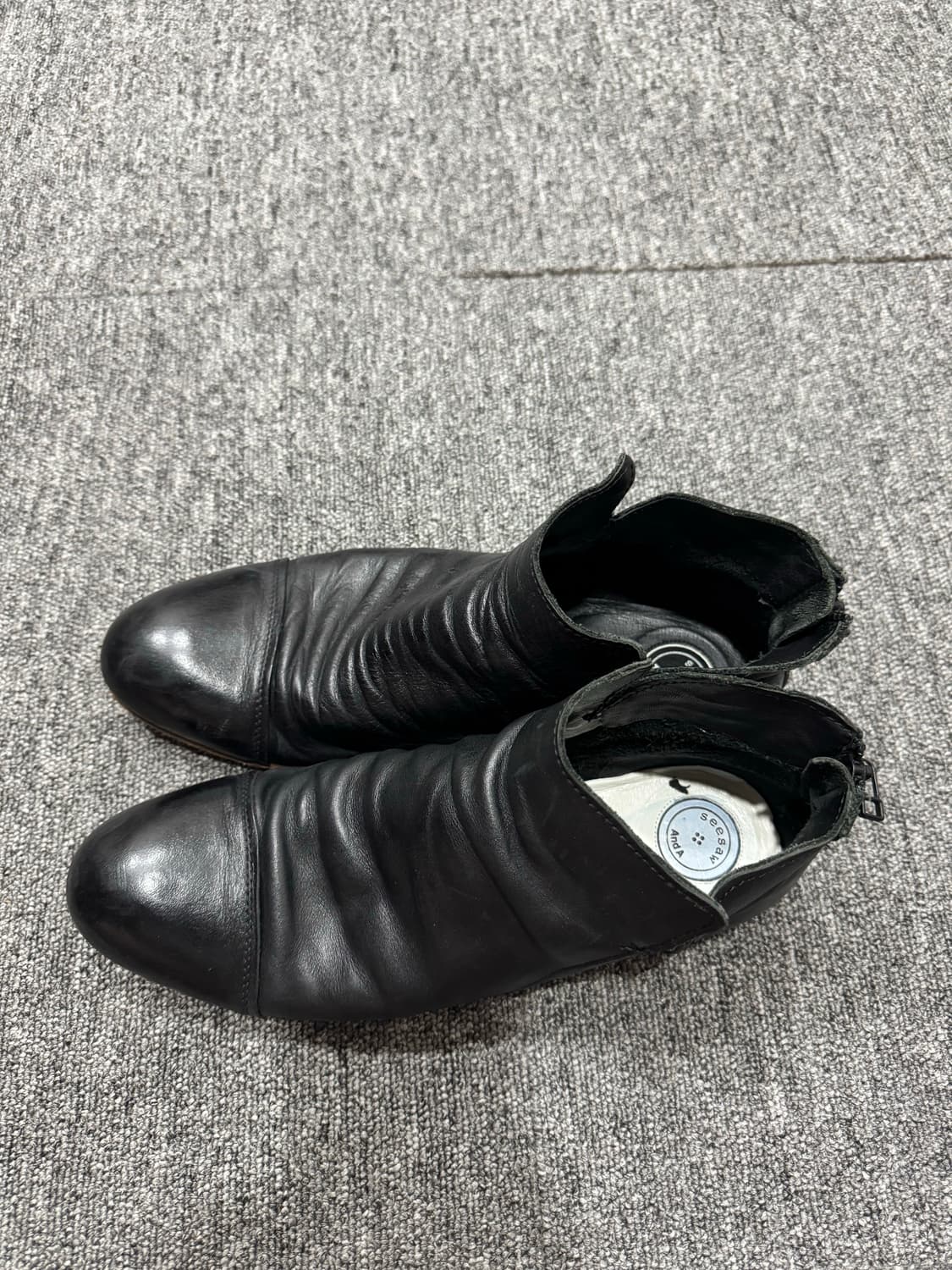 빈티지 블랙 카우하이드 토캡  풀온 앵글 부츠 270 구이디 상품이미지5