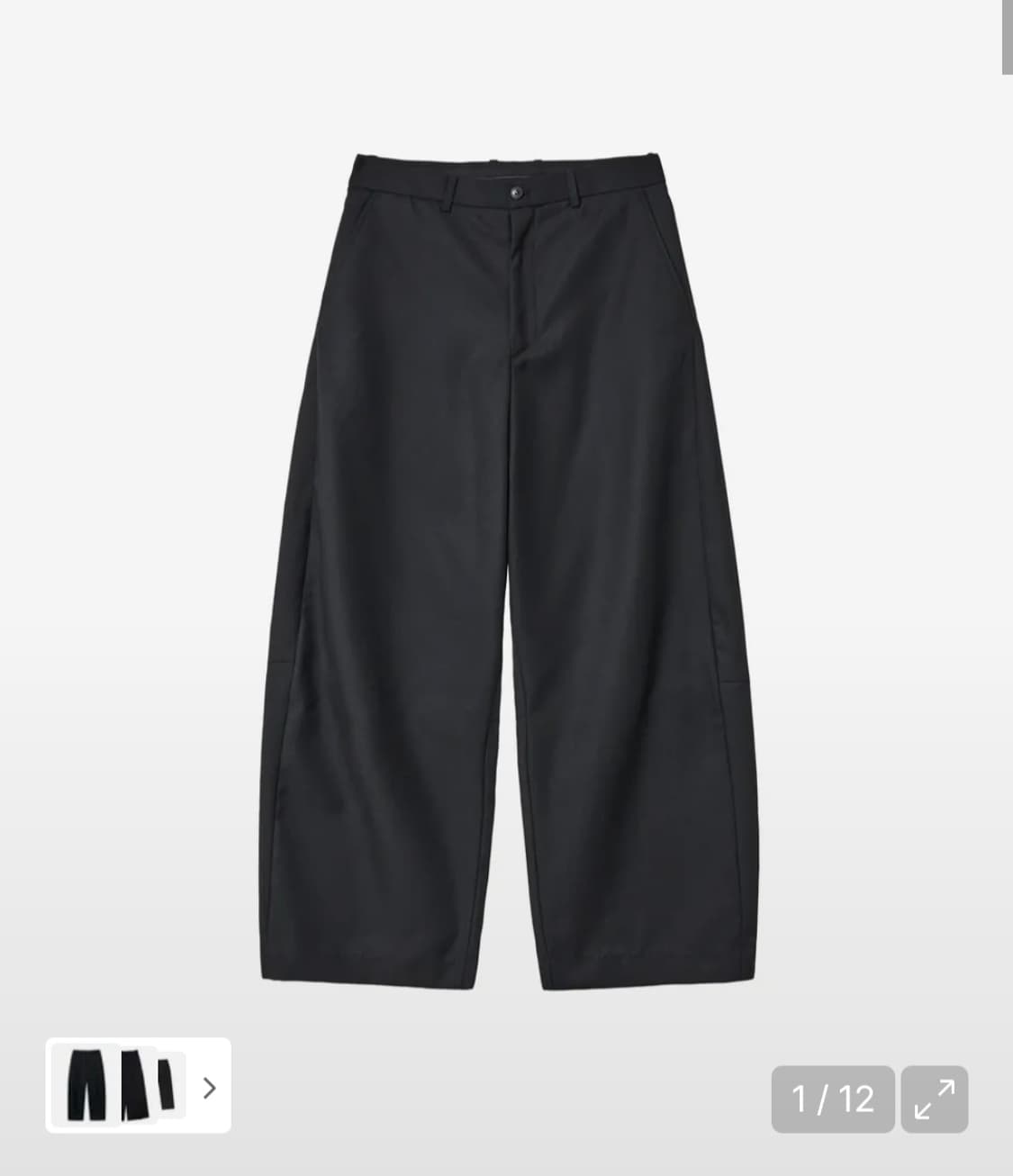 Wide Curve Trousers Wool Black 상품이미지1