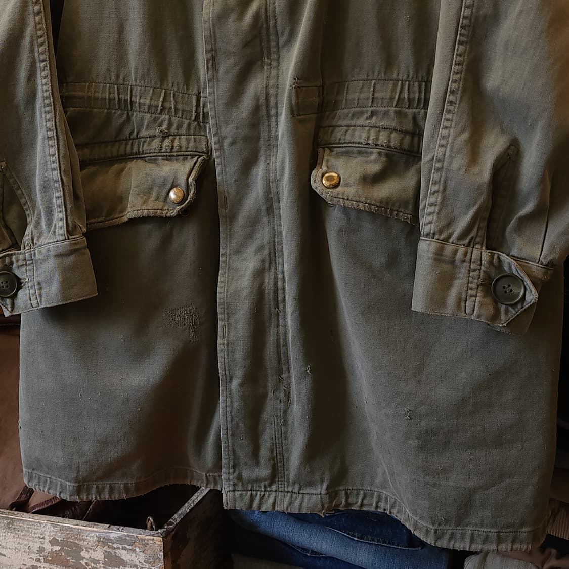 빈티지 프랑스군 m64 밀리터리 모즈파카 올리브 그린 페이딩 92C 상품이미지5