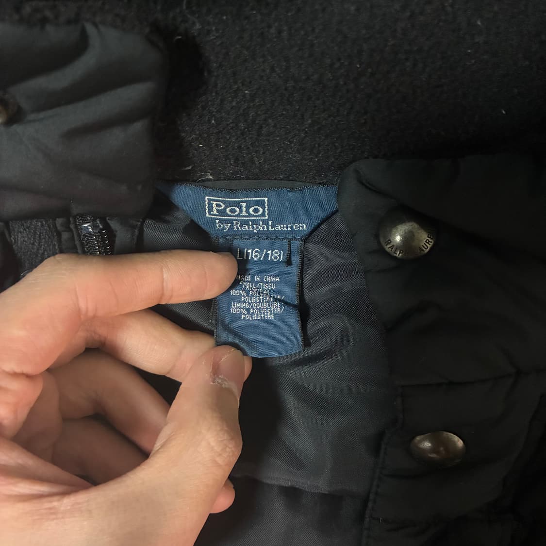 구형 폴로 랄프로렌 블랙 후드 패딩 점퍼 상품이미지2