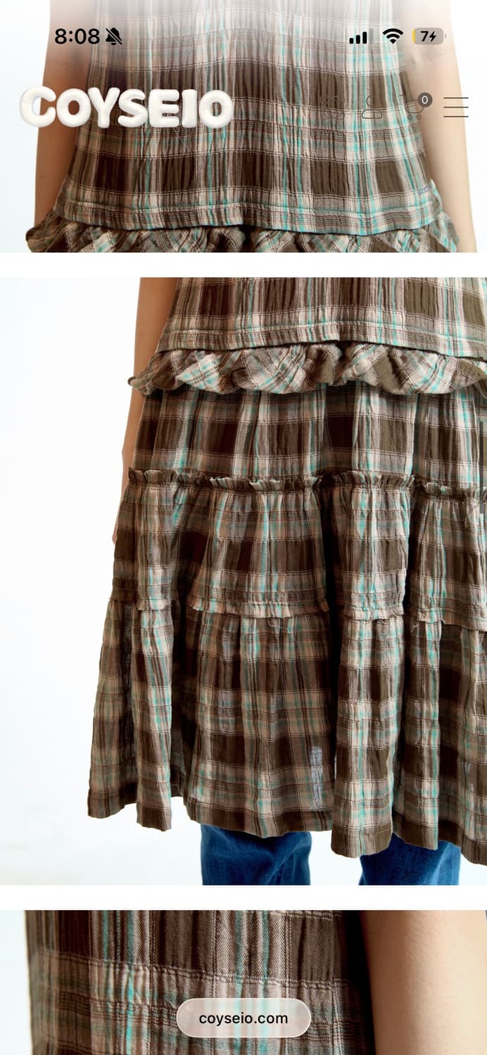 코이세이오 2사이즈 로우엣지 미디 체크원피스 브라운 상품이미지4