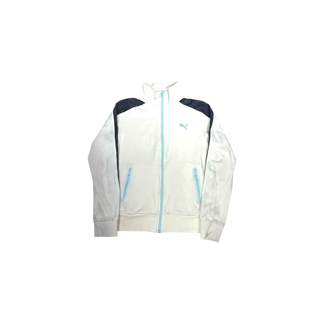 푸마 아이보리 소라 로고 딱붙핏 트랙탑 져지 S 상품이미지5