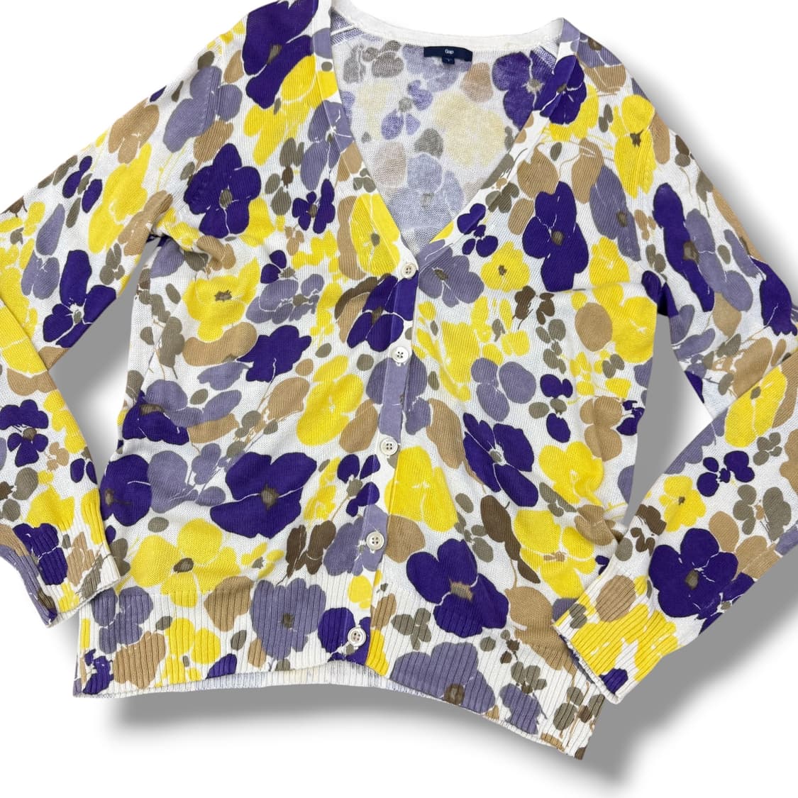 갭 플라워 노랑 보라 니트 가디건 상품이미지3