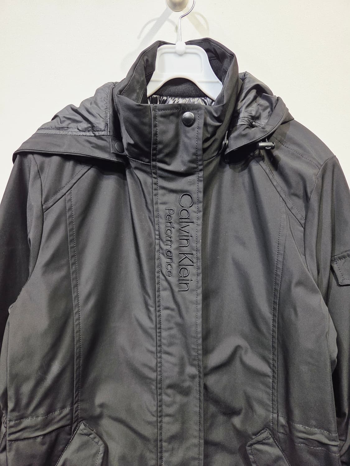 CK 캘빈클라인 블랙 후드 롱 패딩_S 상품이미지3