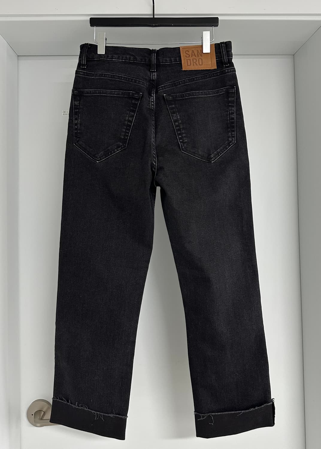 [산드로] 여성 블랙 와이드 롤업 데님 상품이미지2