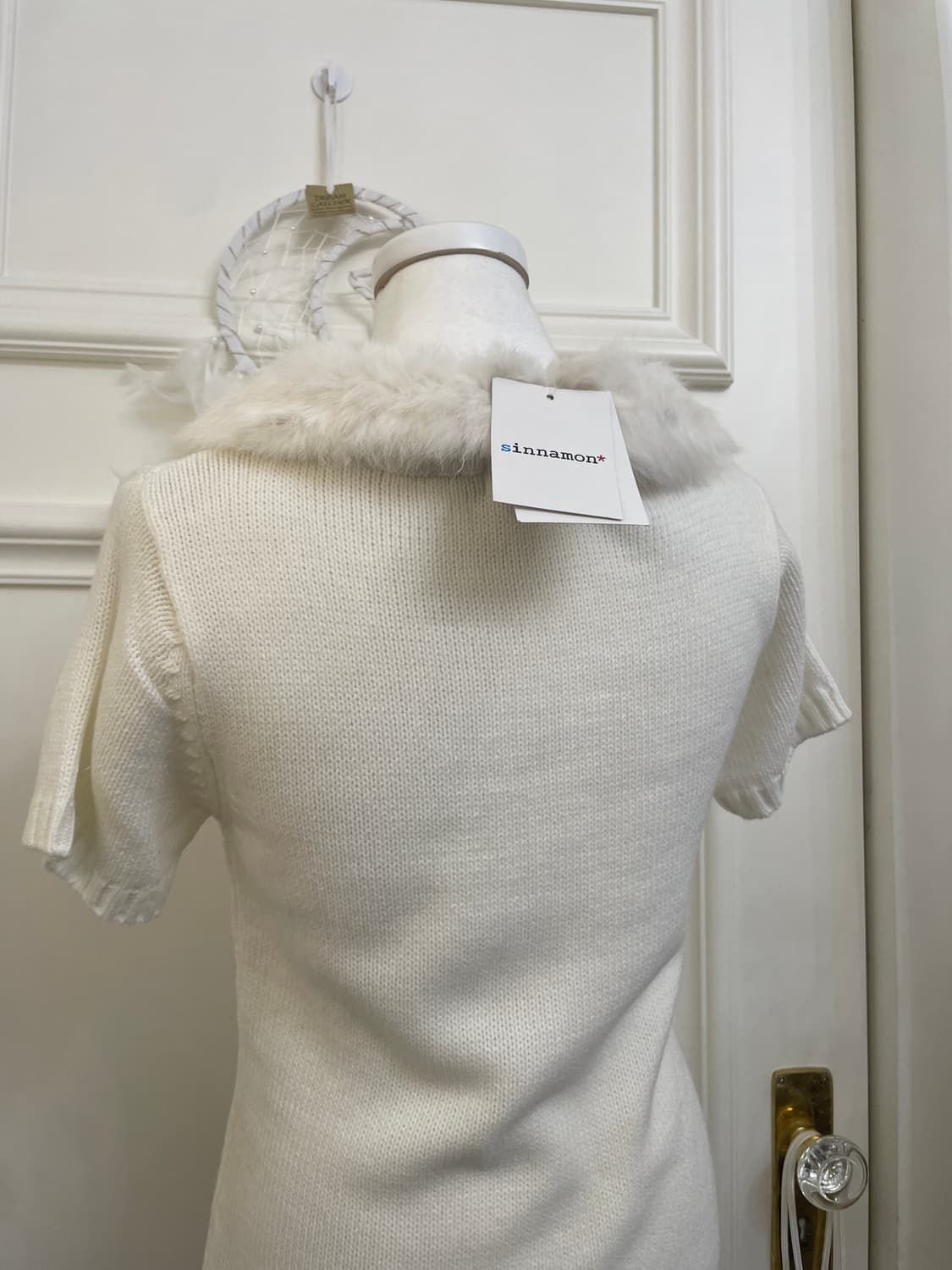 white fur bow winter sweater top 상품이미지4