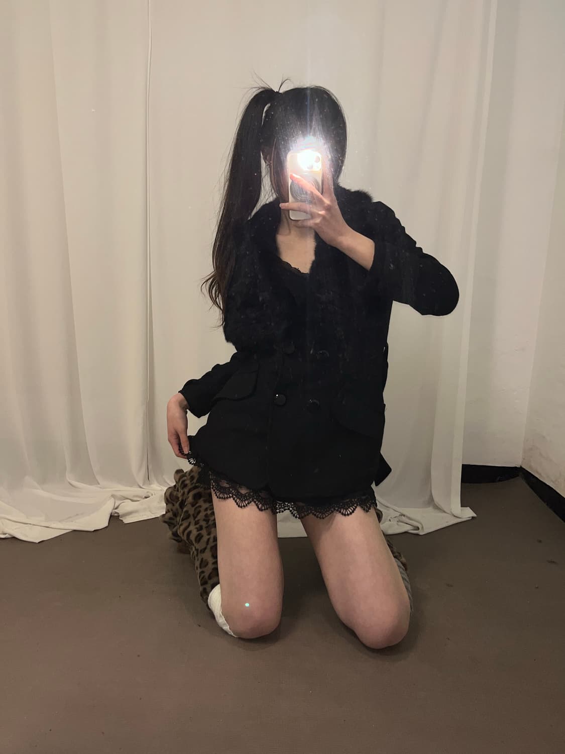 오네걀st 카라 래빗퍼 트리밍 코트 상품이미지5