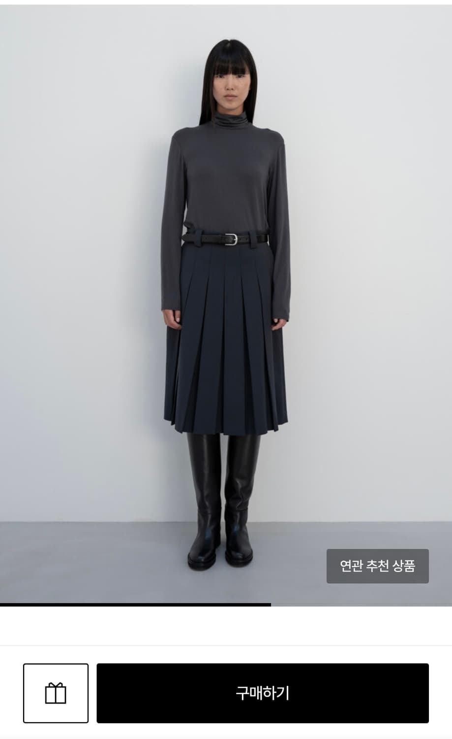 LFM 울 플리츠 스커트 블랙 S 상품이미지1