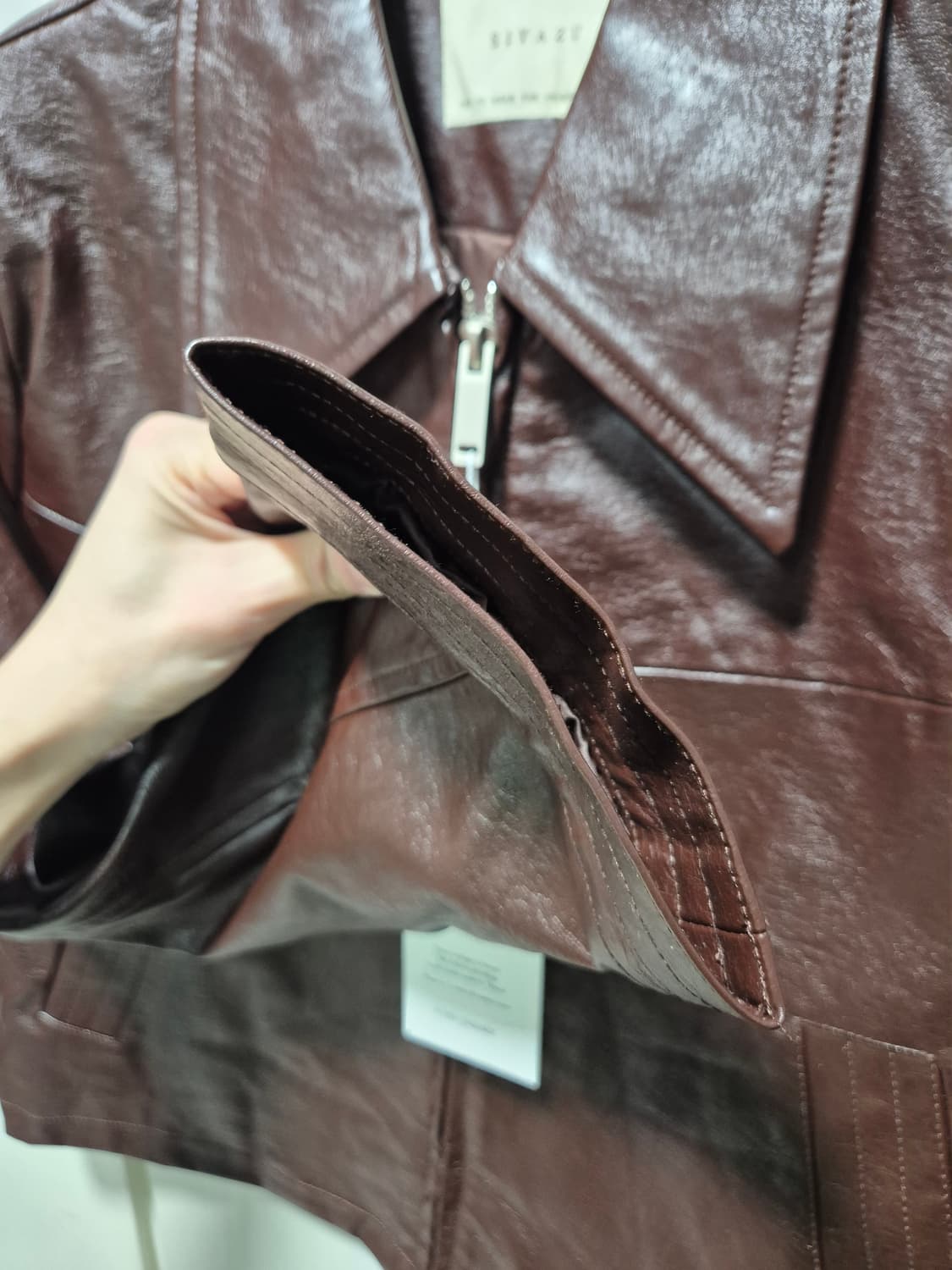 (타임세일)(새상품)SIYAZU 시야쥬 브라운 레더 자켓 상품이미지6