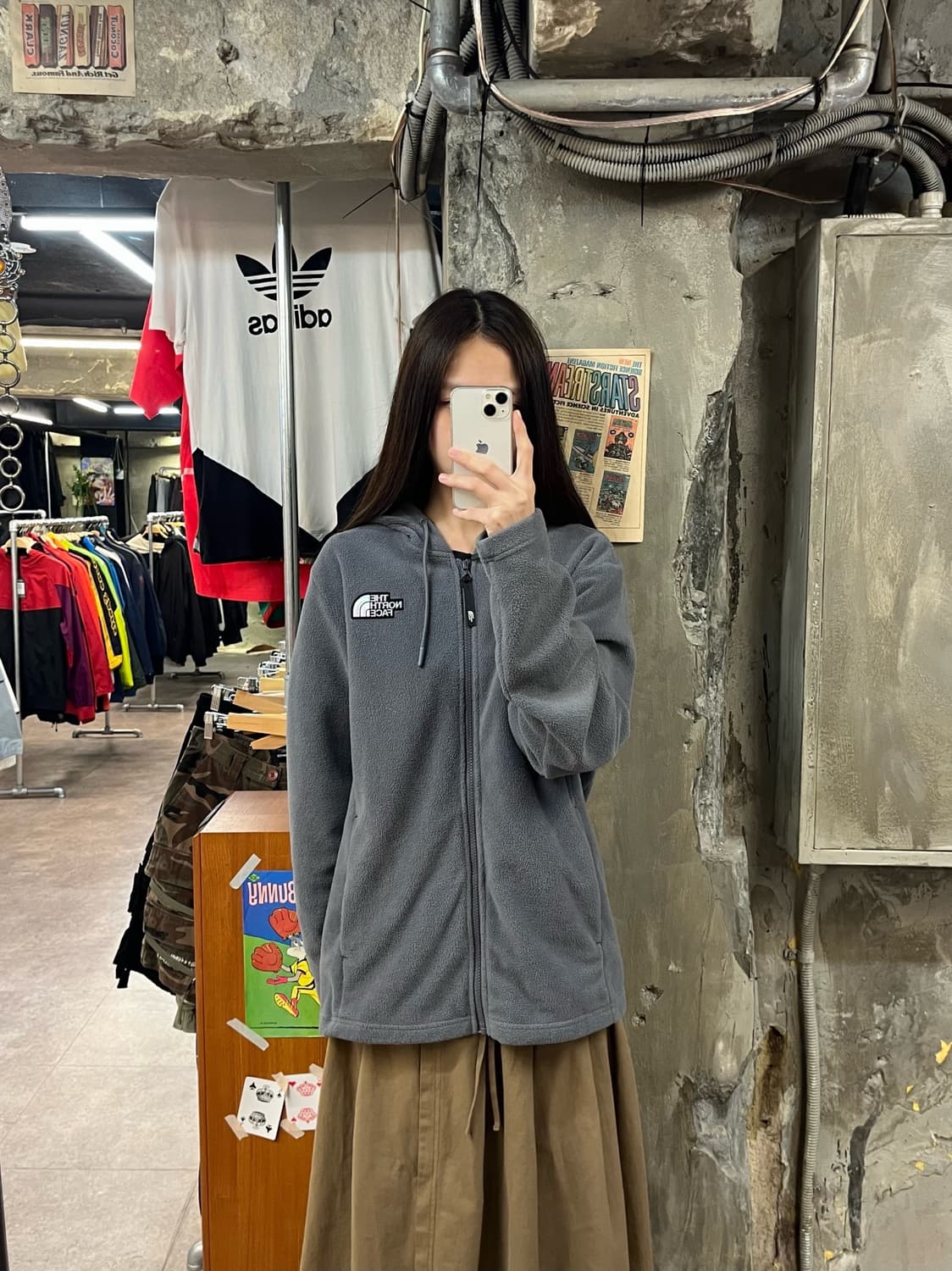 노스페이스 플리스 후드집업 그레이 L #csz1263 상품이미지2