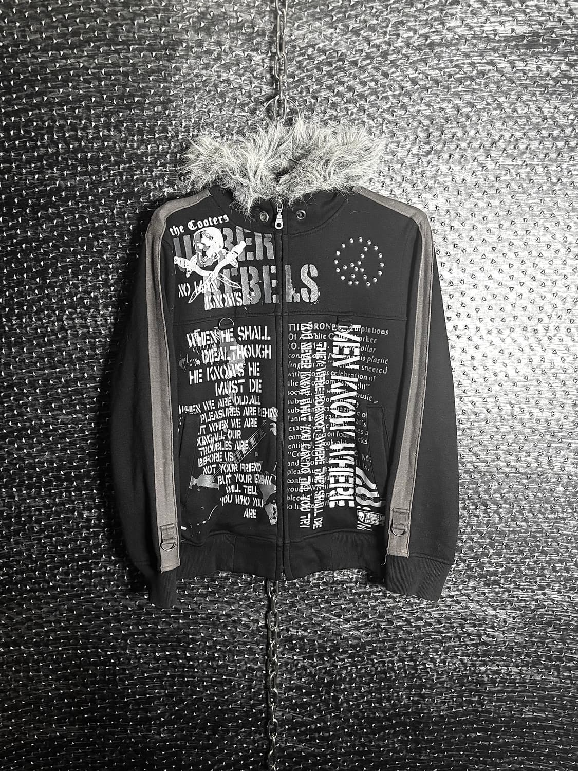 Center clease 퍼 후드집업 상품이미지1