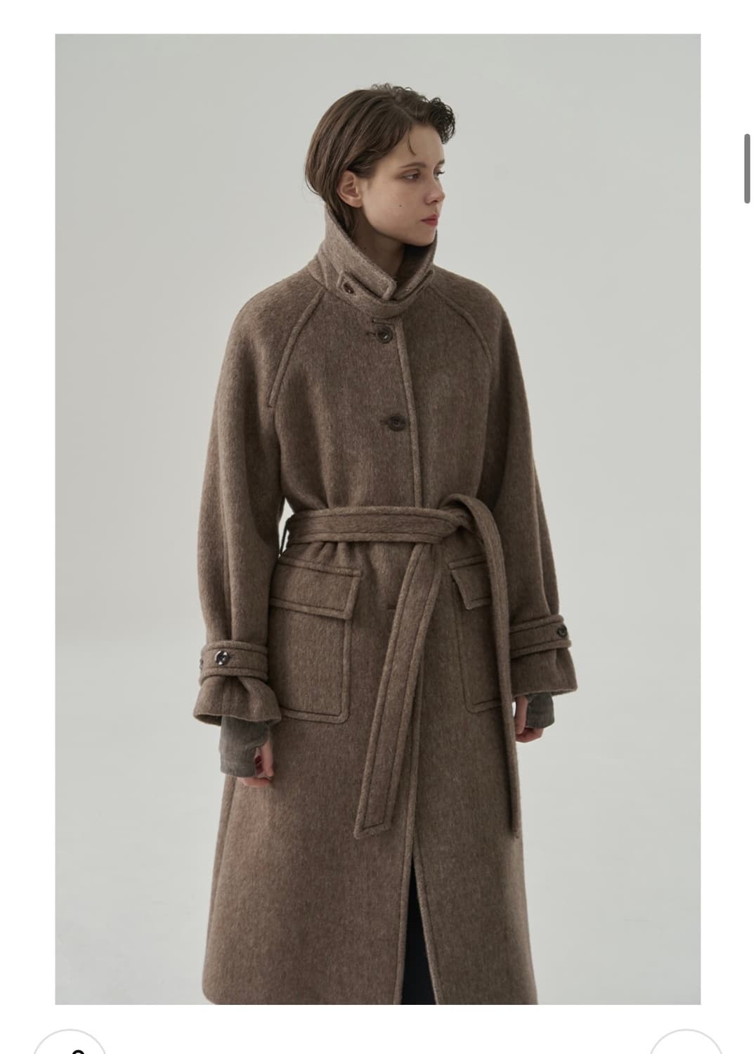 (S) 드로우핏 우먼 래빗 앙고라 울 발마칸 롱 코트 [M.BROWN] 상품이미지6