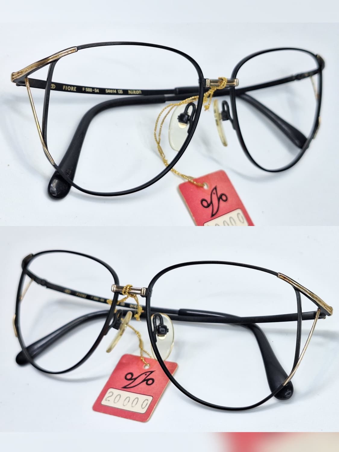 니콘 FIORE F588-54 슬림 안경테 블랙/골드 일본빈티지 데드스톡 상품이미지4