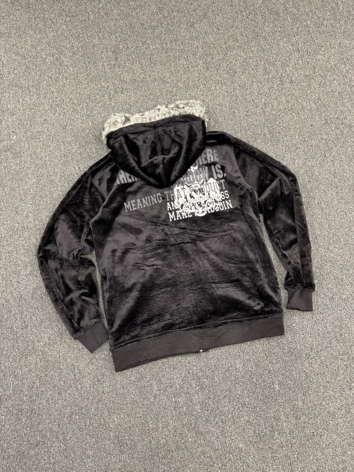 OS)Japanese vintage Y2K 펑크 벨벳 퍼 후드집업 상품이미지5