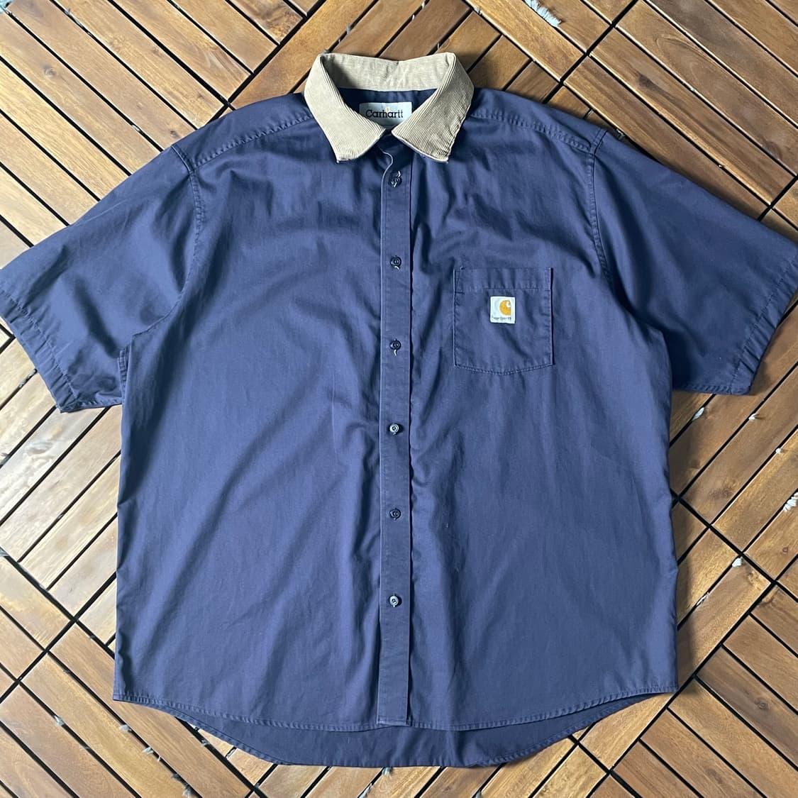 [3XL]칼하트 리메이크 코듀로이 카라 반팔 셔츠 상품이미지1