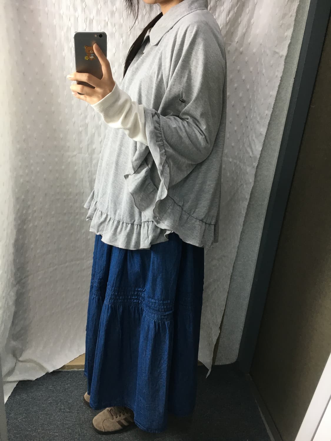 그레이 프릴 카라 케이프 상품이미지5