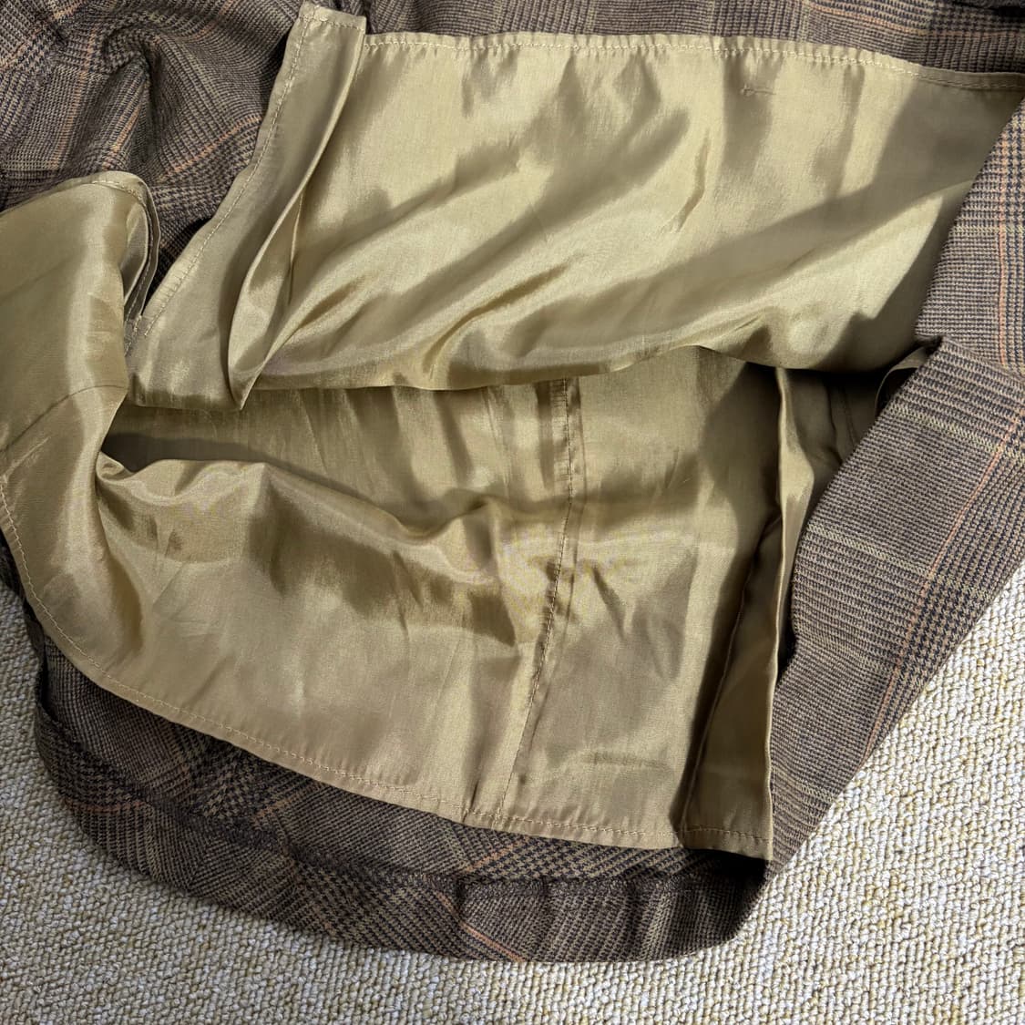 막스마라 베이지 블랙 글렌 체크 울 혼방 H라인 스커트(Free) 상품이미지3