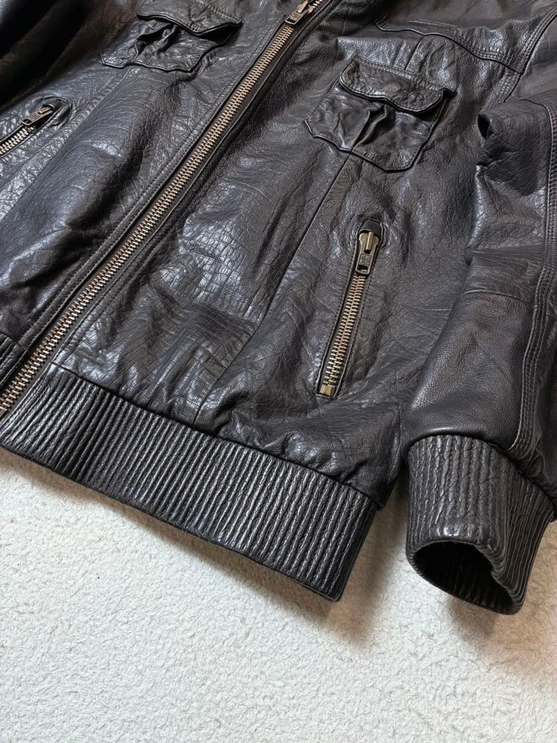 슈퍼드라이 13ss 유틸리티 소가죽 항공 자켓 PN6644 상품이미지4