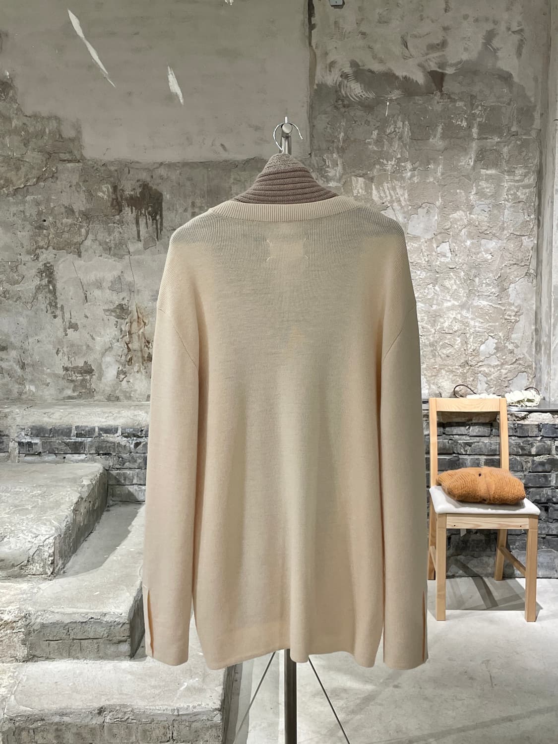 메종 마르지엘라 10 17F/W 아이보리 레이어 백스티치 울 롱 가디건 상품이미지6