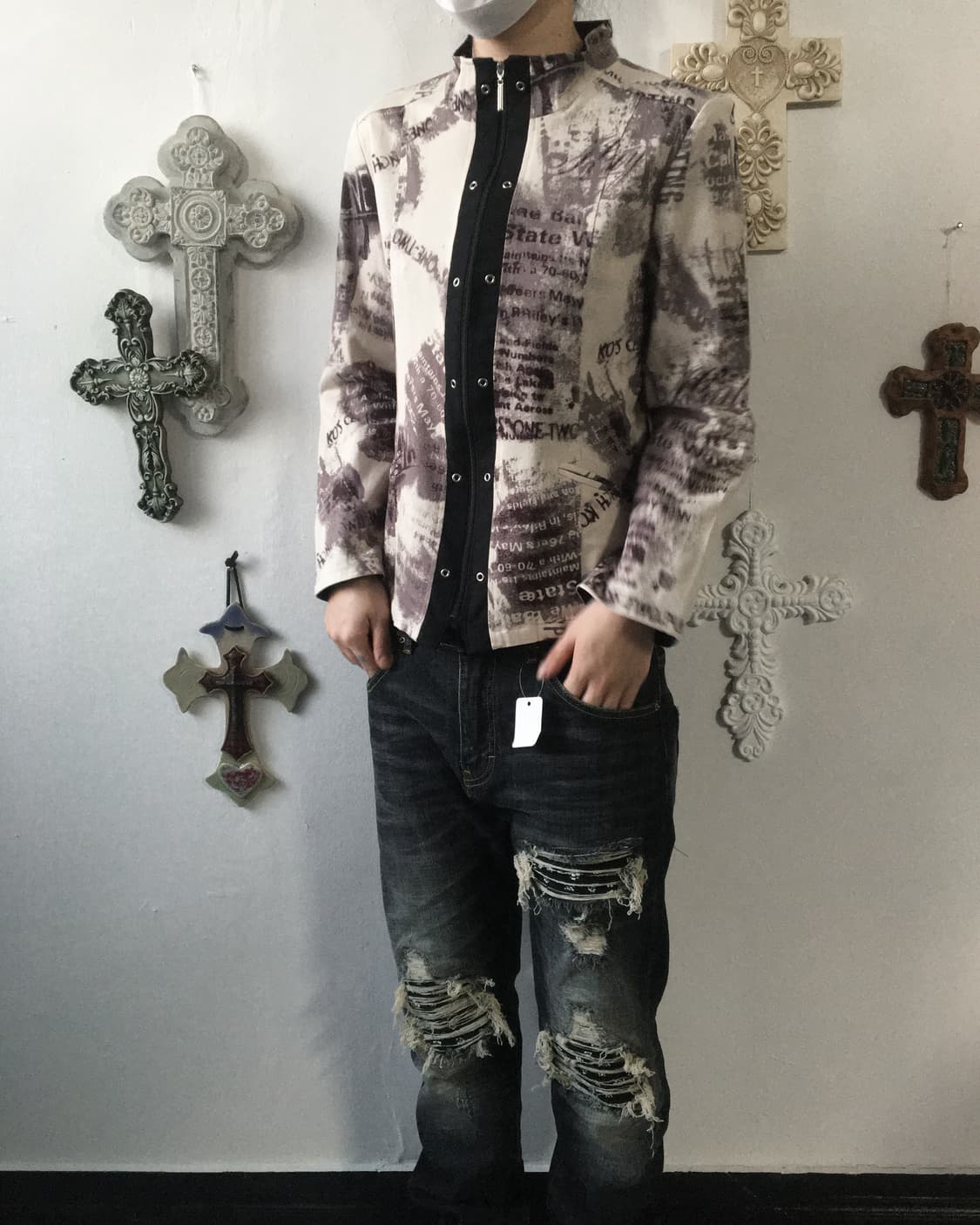 Full printing high neck zip up 상품이미지1