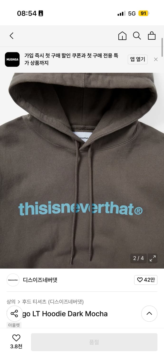 디스이즈네버댓 T-Logo Lt Hoodie 상품이미지2