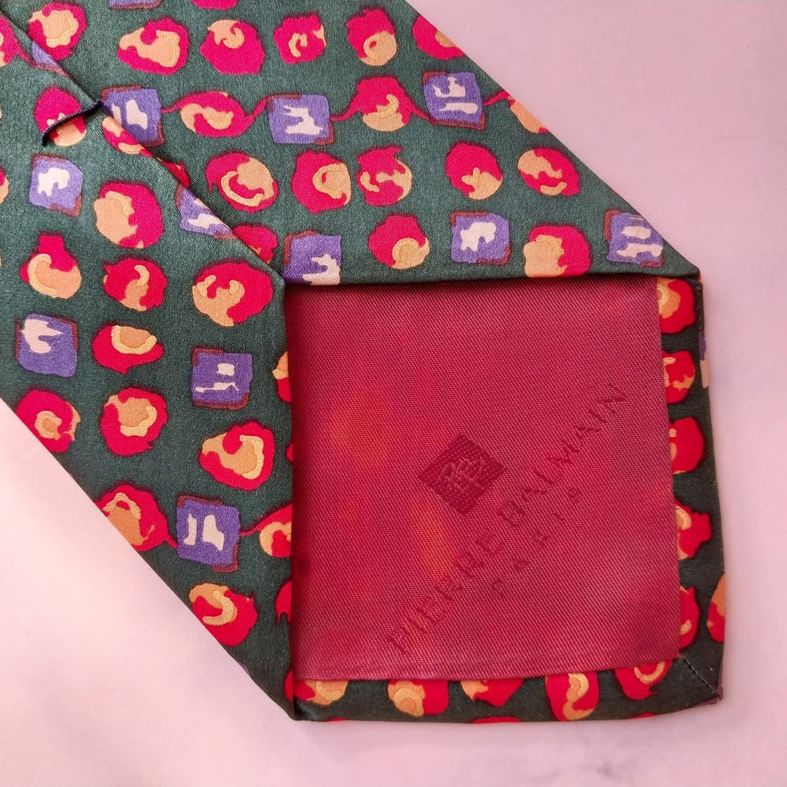 발망 실크 그린 패턴 넥타이 9.4cm A등급 k1920
 상품이미지8