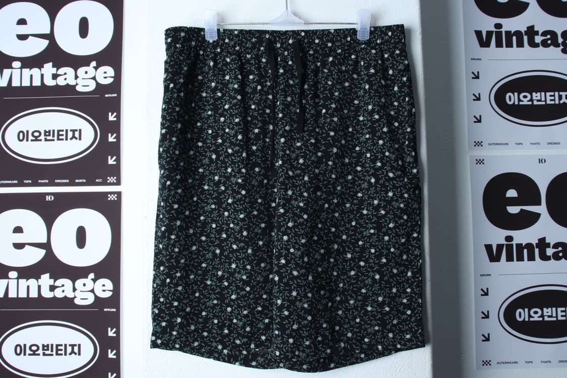 (L-XL) 반바지 팬츠 밴딩 플라워 블랙-P1P10365 상품이미지2