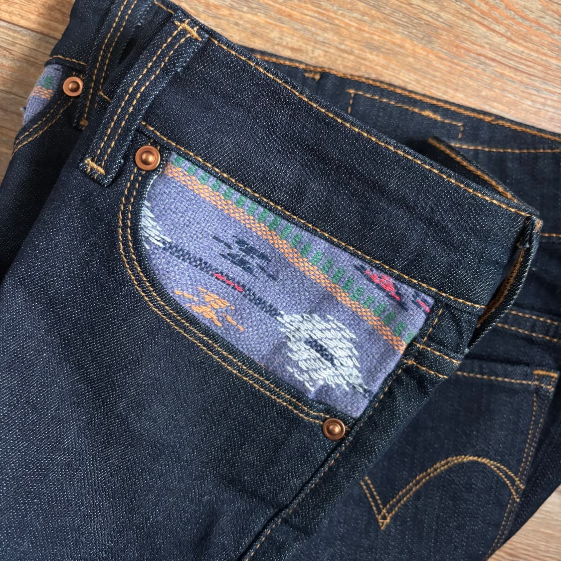 리바이스 27 스키니진 보헤미안 히피 패턴 슬림 진청 스판 데님 상품이미지4