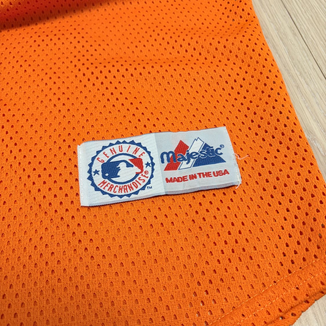 XL) Majestic 90s 뉴욕 양키스 오렌지 메쉬 베이스볼 져지 상품이미지3