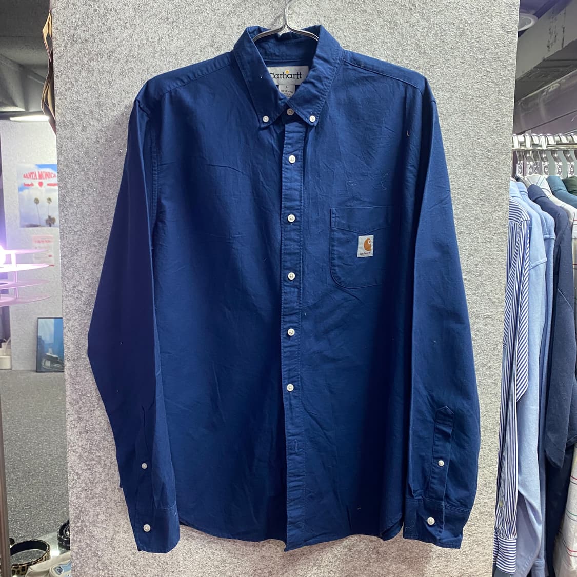 칼하트 패치로고 원포켓 네이비 셔츠 B3163 상품이미지2