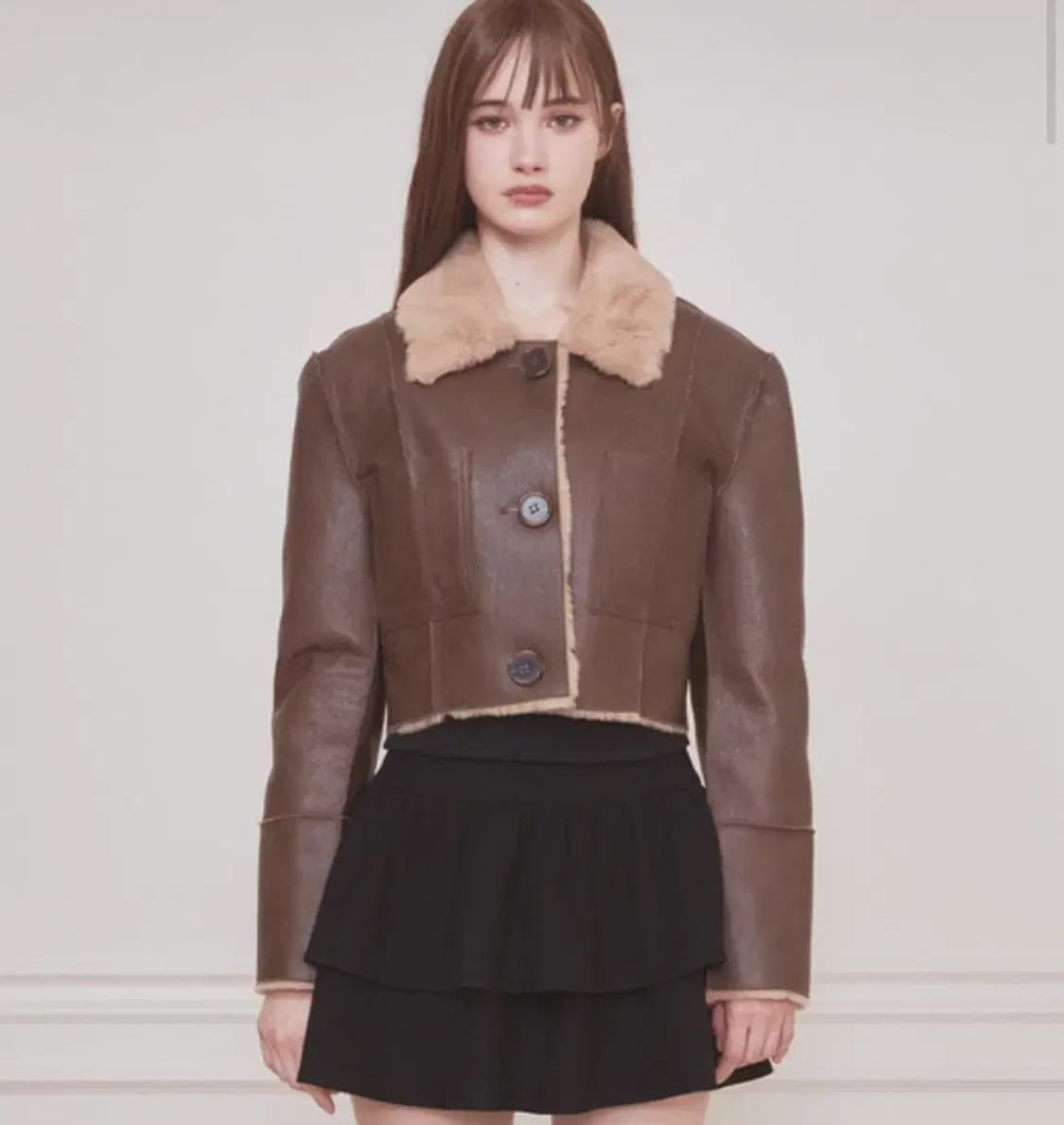 낫유어로즈 레더 무스탕 브라운 새상품 s사이즈 상품이미지1