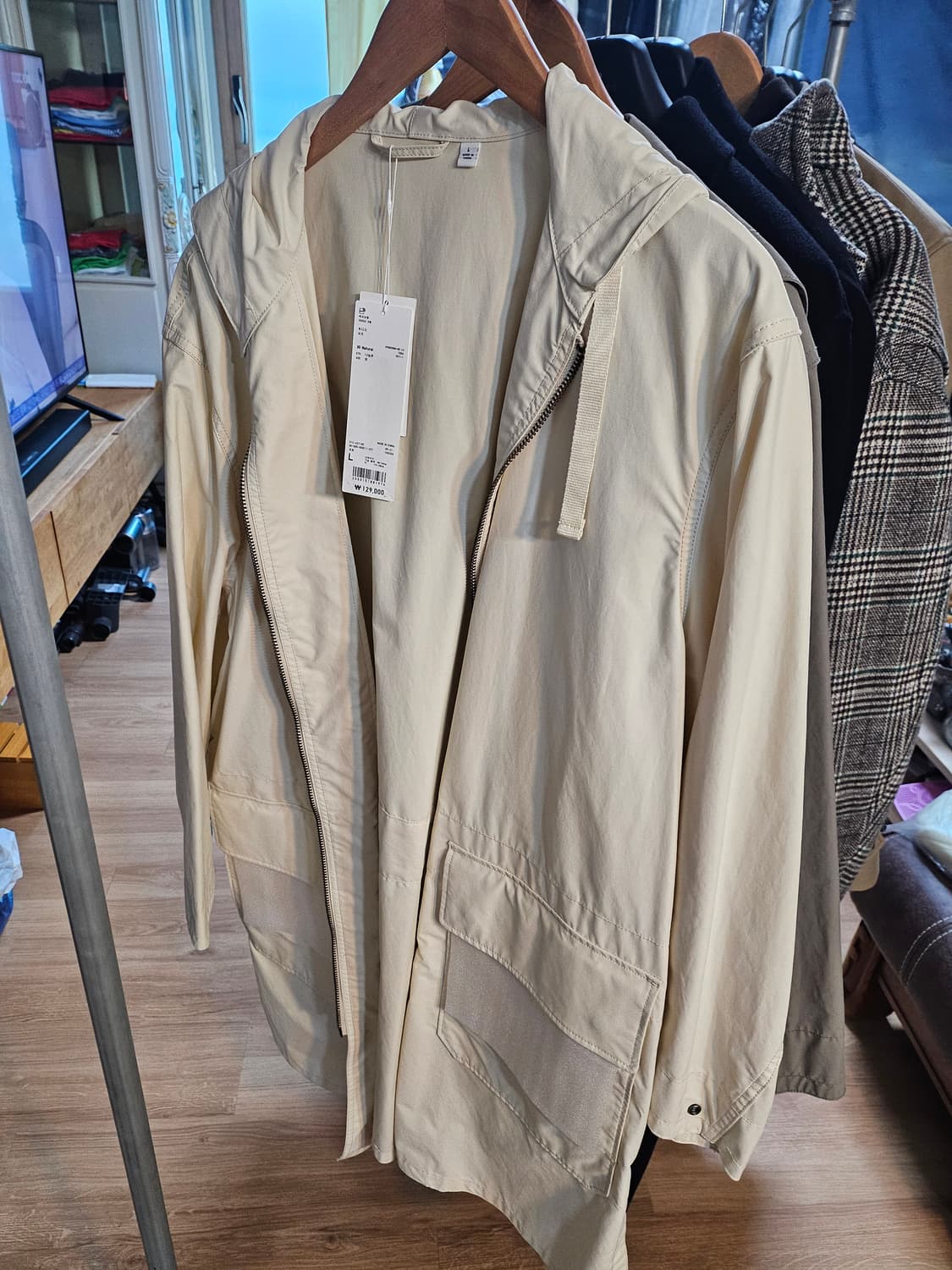 Uniqlo U 후디드 코트 네추럴 / 그레이 L 상품이미지10