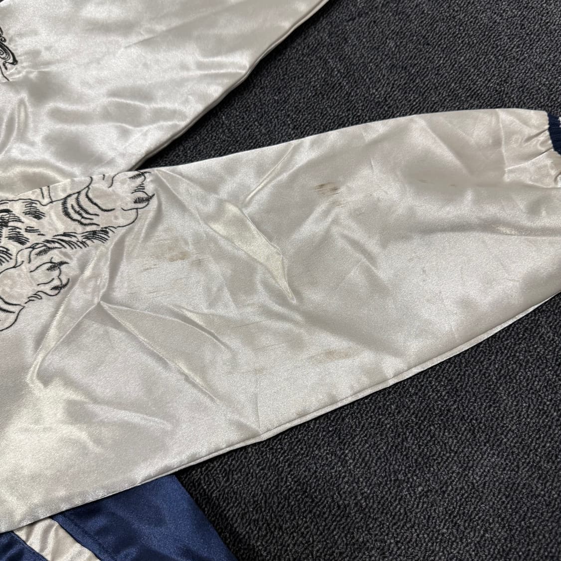 일본 오리엔탈 자수 블루 실버 스카쟌 상품이미지10