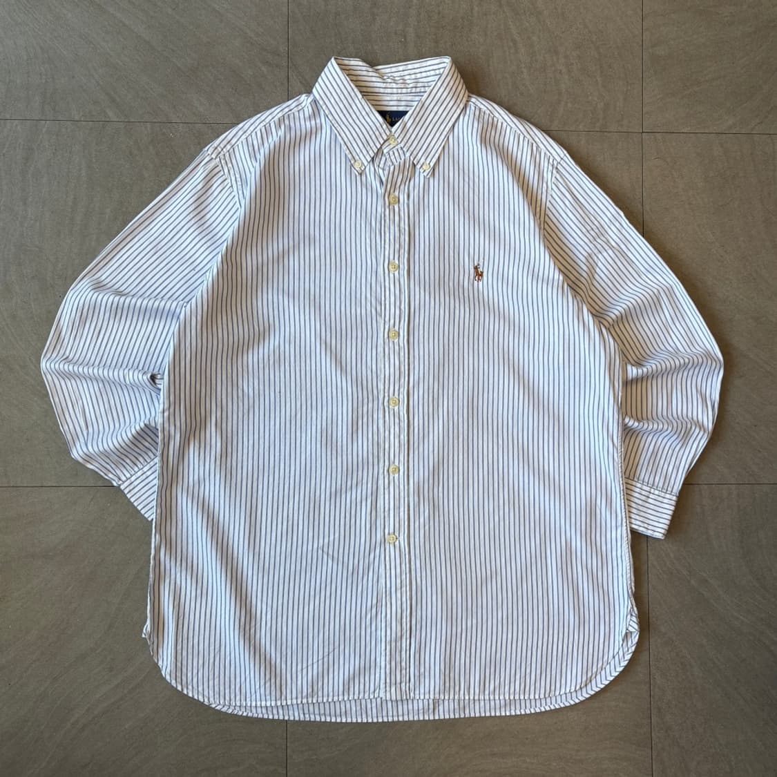 폴로 스카이블루 스트라이프 멀티 로고 셔츠 상품이미지1