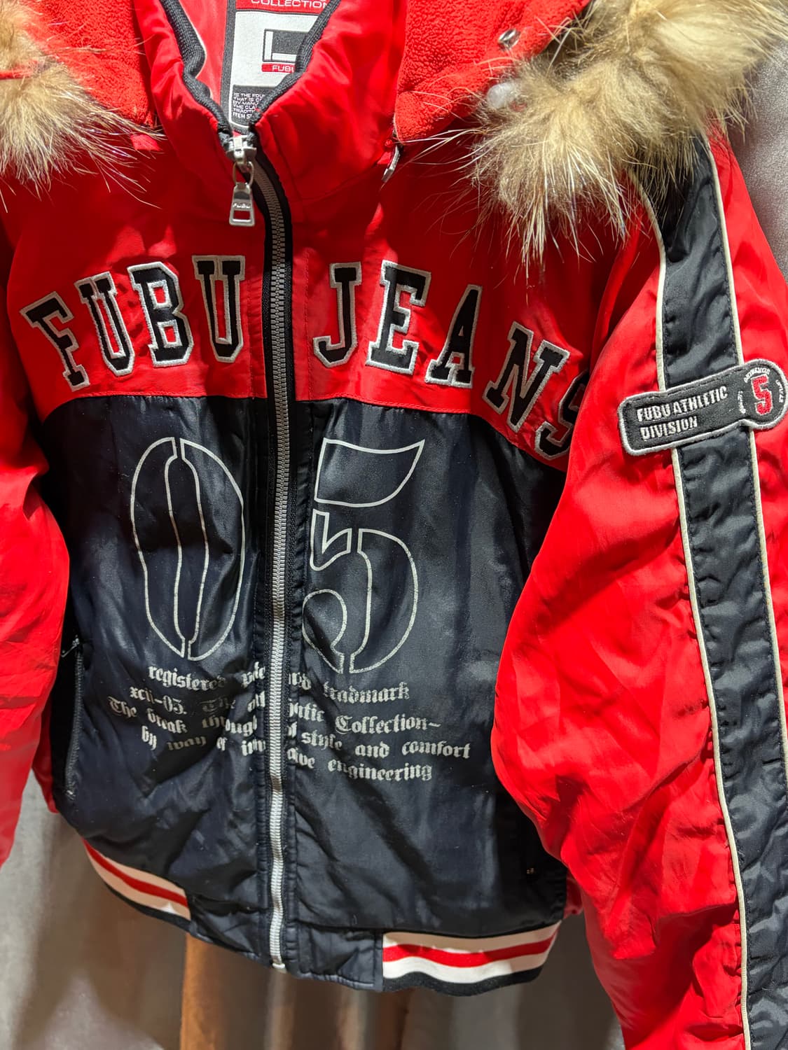 M FUBU 우먼스 스펠링 로고 라쿤 후드 패딩 상품이미지5