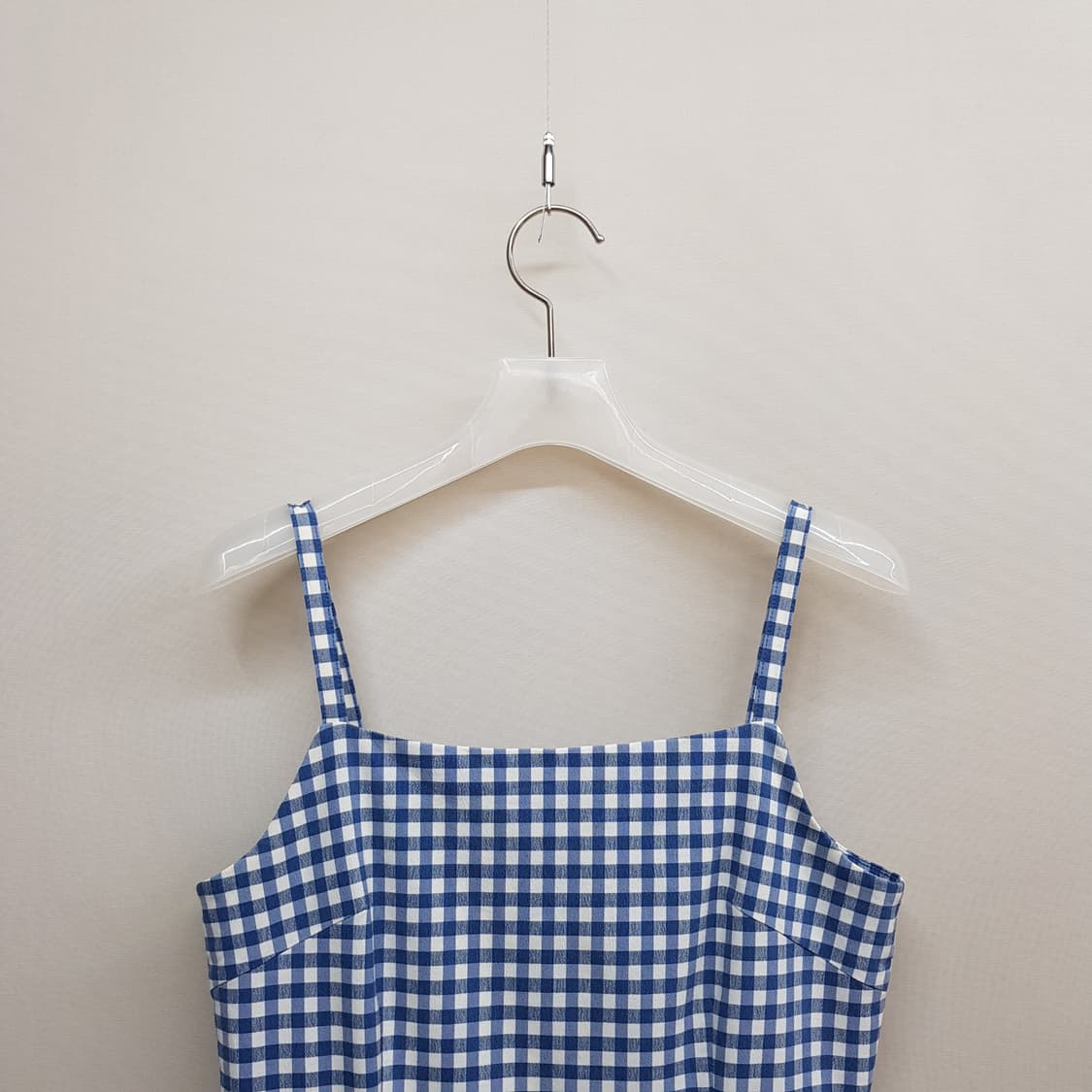 오르 깅엄체크 슬리브리스 원피스 XS사이즈 상품이미지2