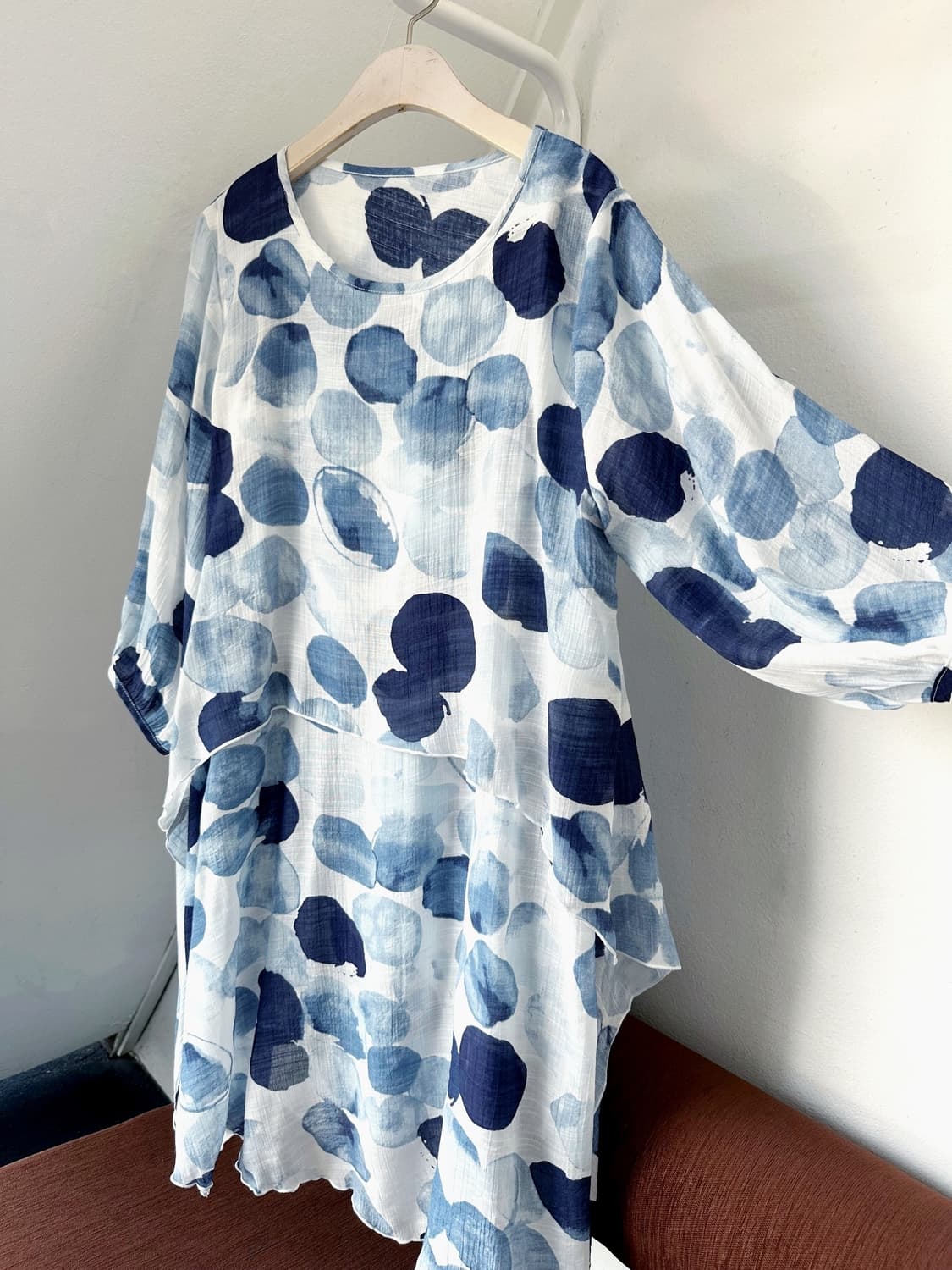 Rayon blend sheer design panel onepiece  상품이미지1