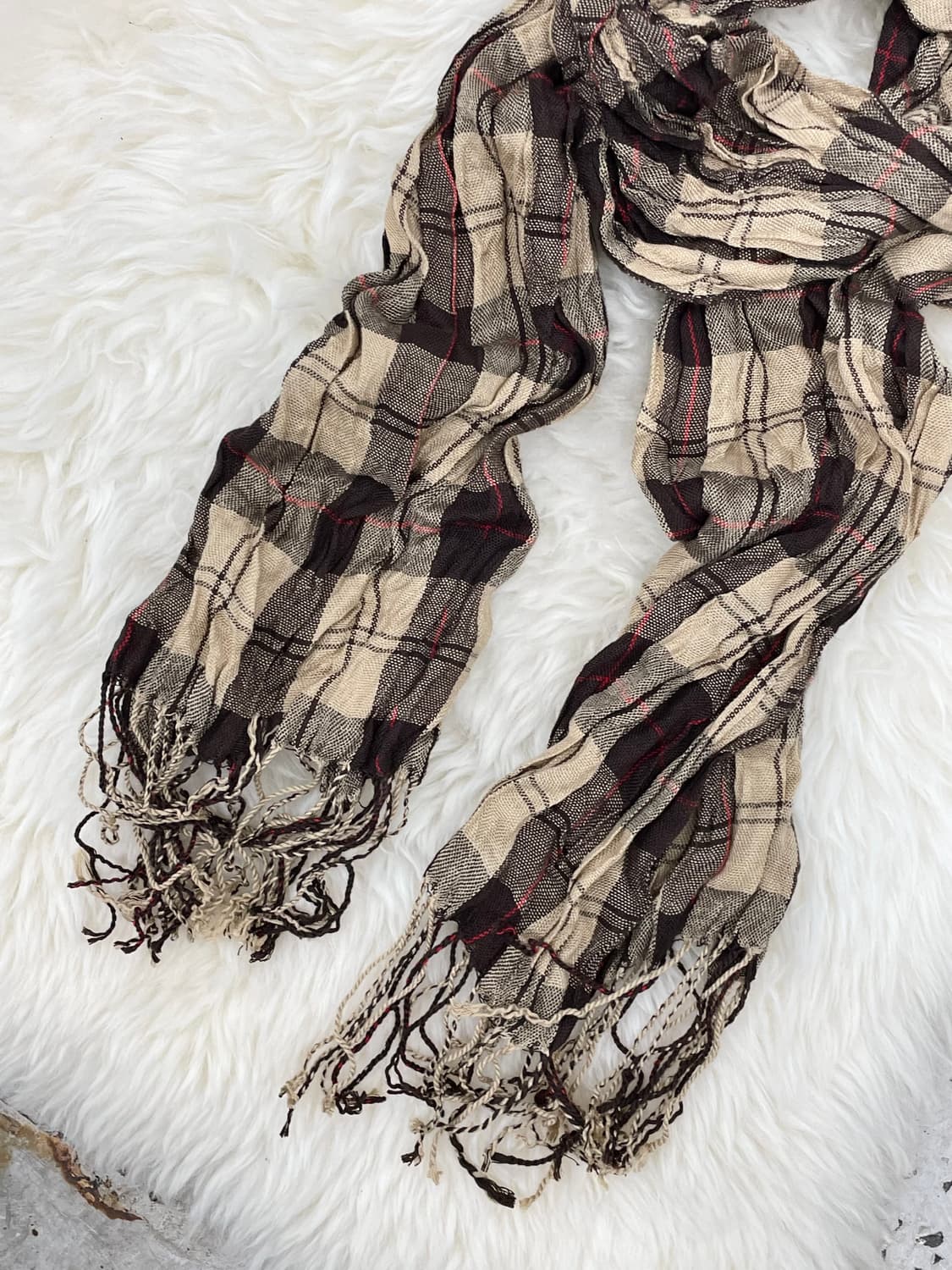 라떼 브라운 체크 수술 머플러  상품이미지5