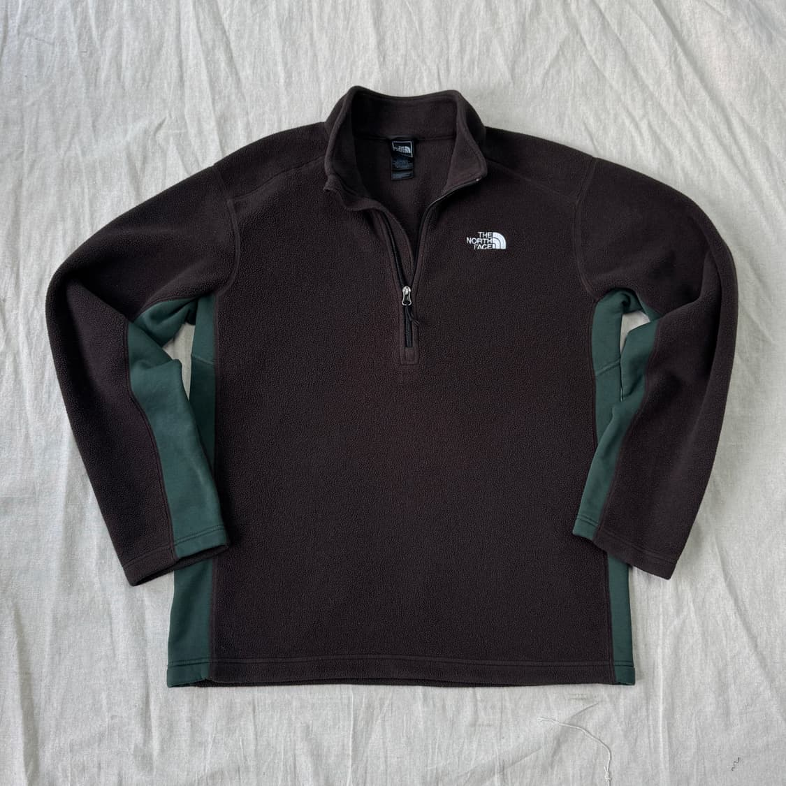 노스페이스 해외판 브라운 배색 플리스 반집업 L 상품이미지1