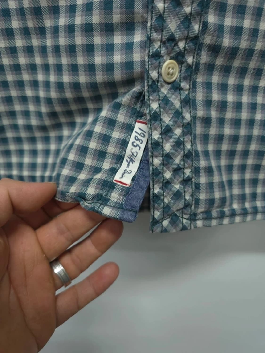 힐피거데님 남성 블루 그레이 체크패턴 캐주얼셔츠 (95~100) 상품이미지4