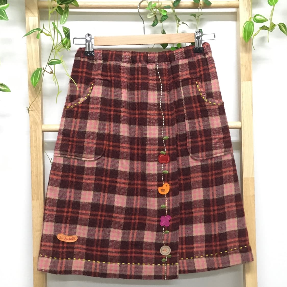 JPN/ 패치스커트 러블리스커트 스티치스커트 체크스커트 미디스커트 모리 상품이미지1